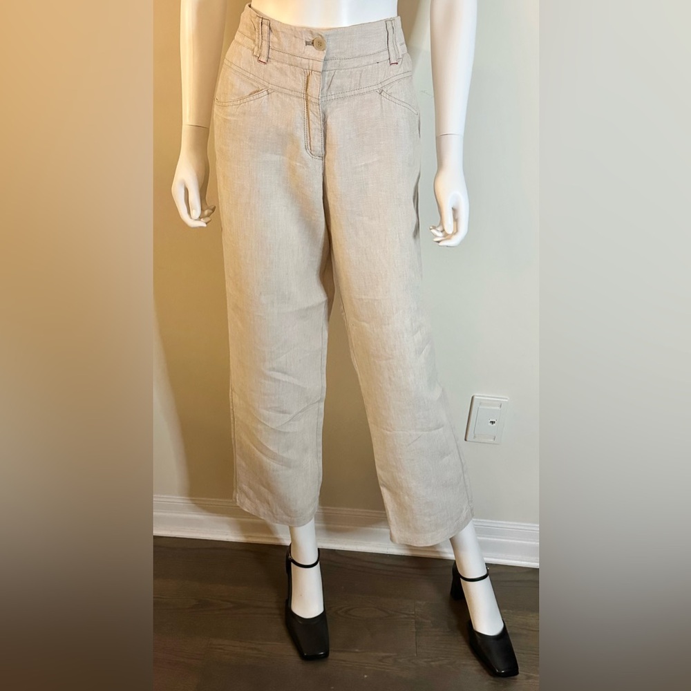 Olsen Europe Mona Size 8 Tan Pants with Embriodery Detail